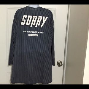 Zara Black and White Striped Long Sleeve Dress